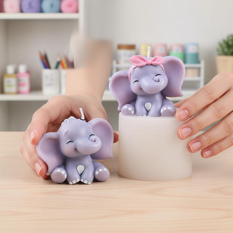 Soap Making Oven - Cute 3D Elephant Silicone Candle Mold