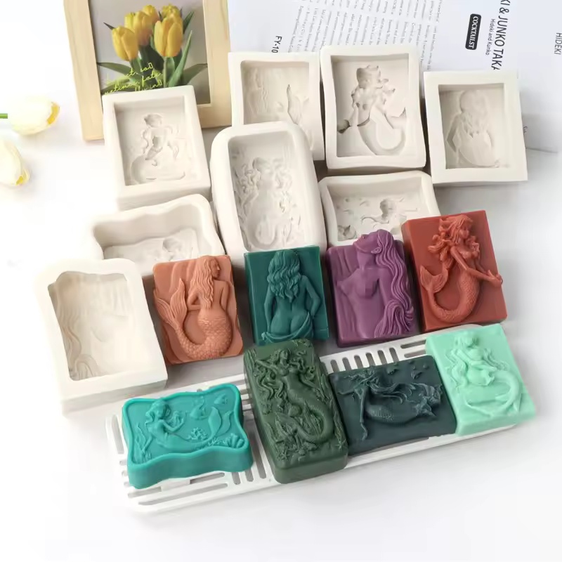 Quality Soap Making Kit - Rectangle Ocean-Style 3D Mermaid Candle Mold